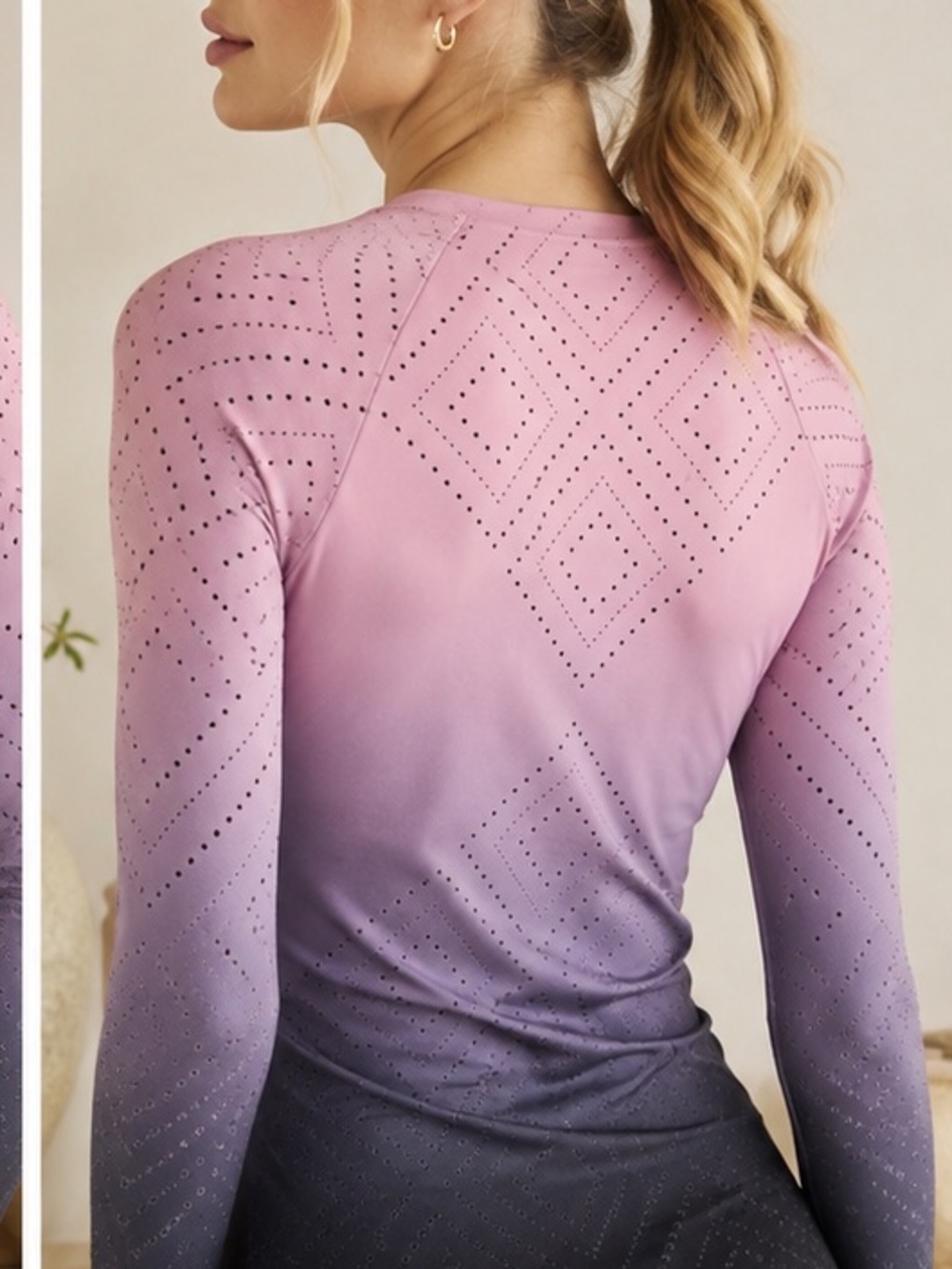 ultracor Pink-to-Purple Ombre Long-Sleeve Active Top